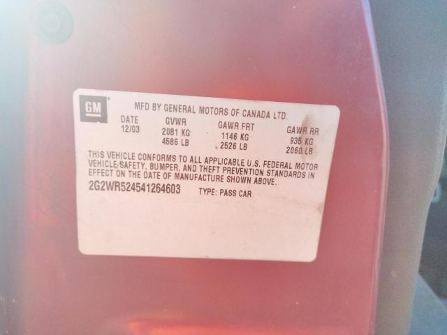 2G2WR524541264603 - 2004 PONTIAC GRAND PRIX ბურგუნდია ფოტო 12