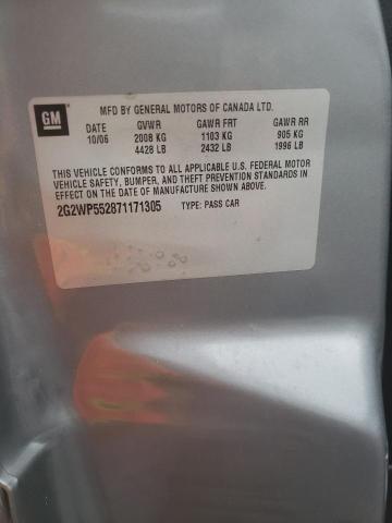 2G2WP552871171305 - 2007 PONTIAC GRAND PRIX ნაცრისფერი ფოტო 10