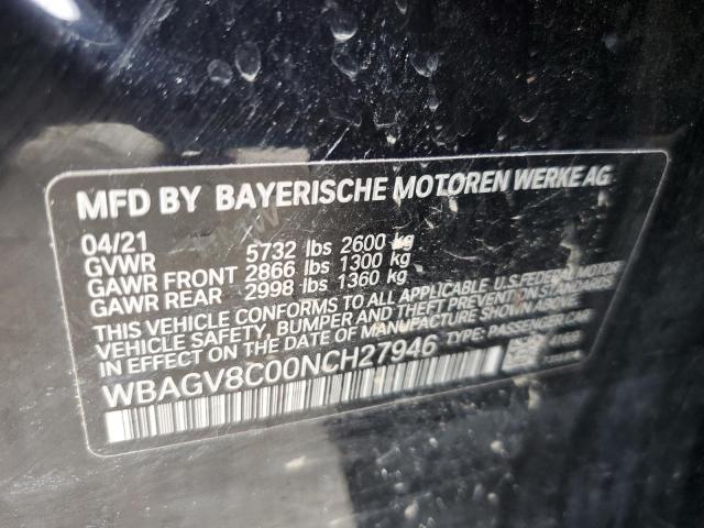 WBAGV8C00NCH27946 - 2022 BMW M850XI BLACK photo 12