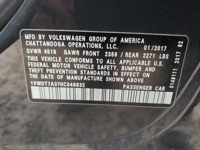 1VWDT7A37HC046832 - 2017 VOLKSWAGEN PASSAT R-L GRAY photo 12
