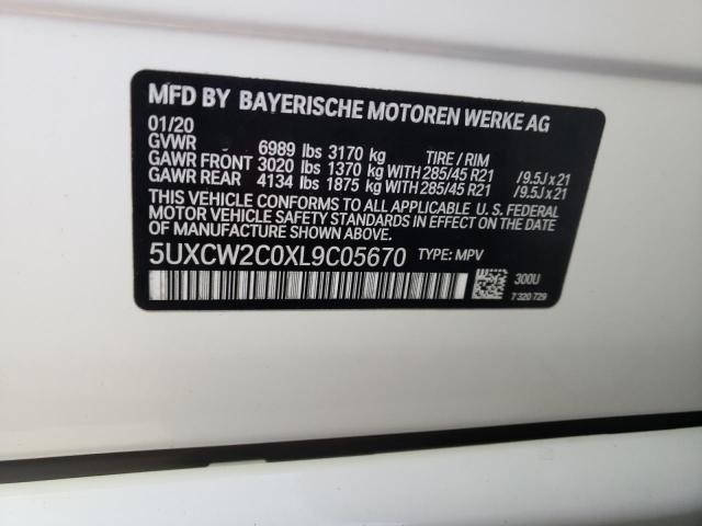 5UXCW2C0XL9C05670 - 2020 BMW X7 XDRIVE4 WHITE photo 10