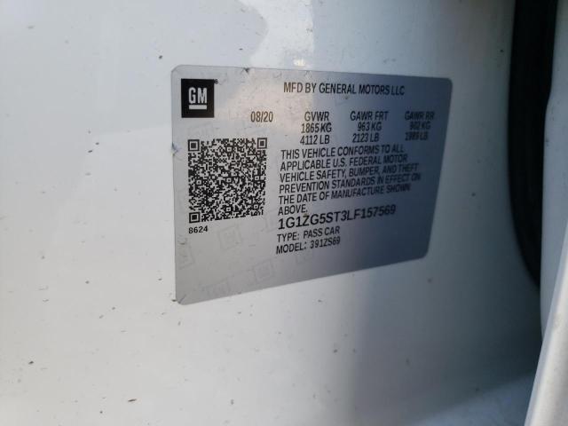 1G1ZG5ST3LF157569 - 2020 CHEVROLET MALIBU RS Білий фото 12