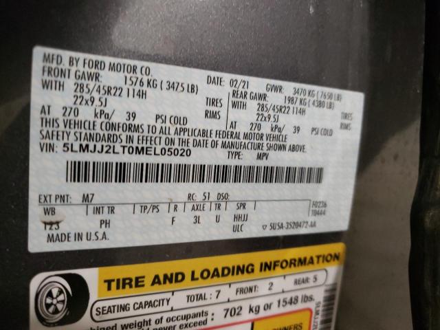 5LMJJ2LT0MEL05020 - 2021 LINCOLN NAVIGATOR 灰色 照片 13