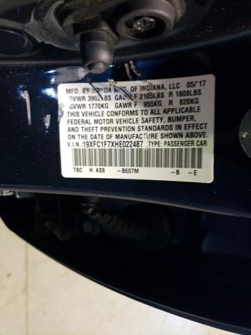 19XFC1F7XHE022487 - 2017 HONDA CIVIC EXL Grafit foto 10