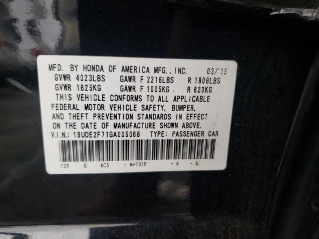 19UDE2F71GA005068 - 2016 ACURA ILX PREMIU BLACK photo 10