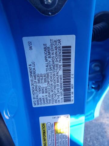 19XFL2H86NE014815 - 2022 HONDA CIVIC SPOR 蓝色 照片 12