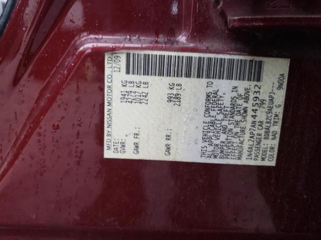 1N4AL2AP7AN445932 - 2010 NISSAN ALTIMA BAS BURGUNDY photo 10