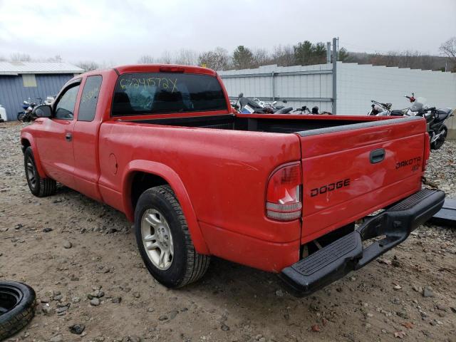 1D7GL12K64S535277 - 2004 DODGE DAKOTA SXT RED photo 3