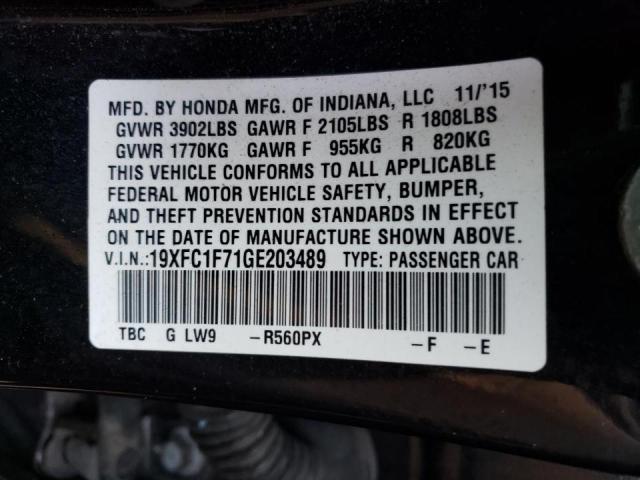 19XFC1F71GE203489 - 2016 HONDA CIVIC EXL 黑色 照片 10