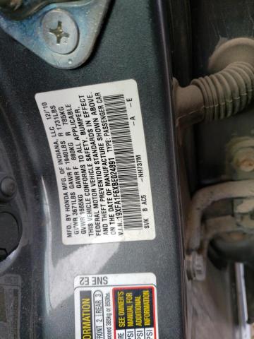 19XFA1F6XBE024891 - 2011 HONDA CIVIC LX-S Сұр фото 10