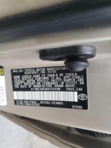 4T1BE32K36U125498 - 2006 TOYOTA CAMRY LE 金色 照片 10