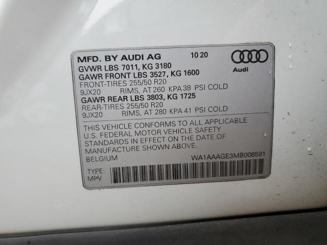 WA1AAAGE3MB008591 - 2021 AUDI E-TRON PRE WHITE photo 14