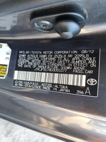 JTKJF5C74D3055377 - 2013 TOYOTA SCION TC გრაფიტი ფოტო 10