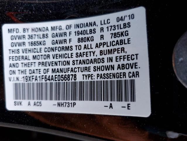19XFA1F64AE056878 - 2010 HONDA CIVIC LX-S Mavi foto 10