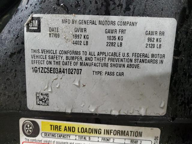 1G1ZC5E03A4102707 - 2010 CHEVROLET MALIBU 1LT შავი ფოტო 12