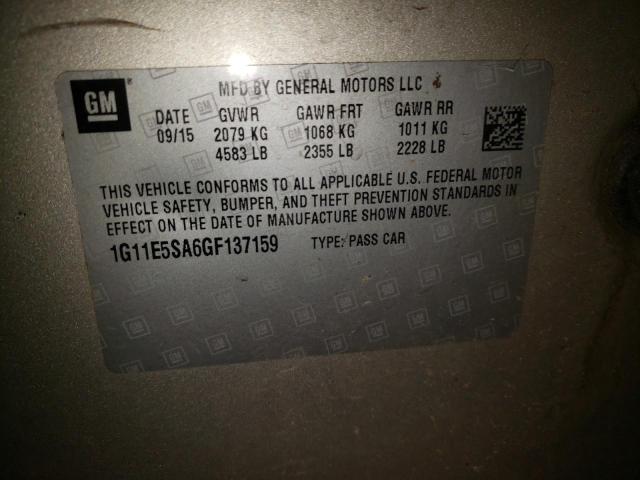 1G11E5SA6GF137159 - 2016 CHEVROLET MALIBU LIM 奶油色 照片 12