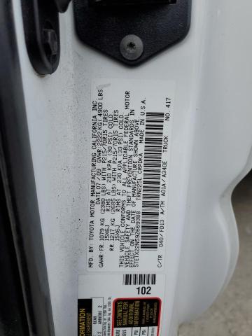 5TETX22N59Z669388 - 2009 TOYOTA TACCOMA WHITE photo 12