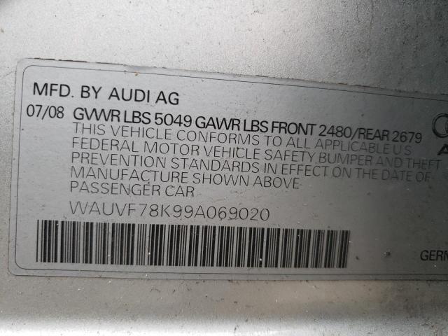 WAUVF78K99A069020 - 2009 AUDI A4 2.0T AV SILVER photo 12