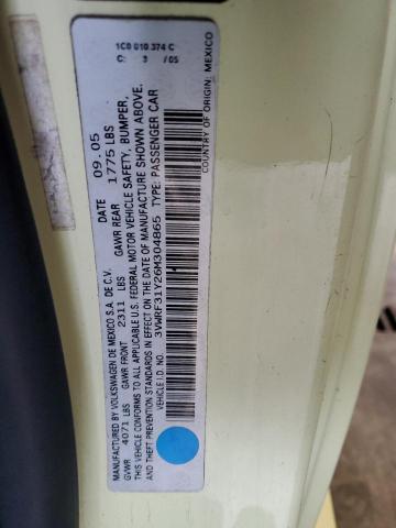 3VWRF31Y26M304865 - 2006 VOLKSWAGEN NEW BEETLE 奶油色 照片 13