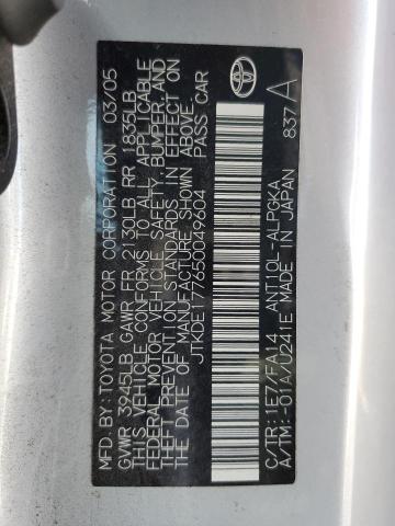 JTKDE177650049604 - 2005 TOYOTA SCION TC SILVER photo 13