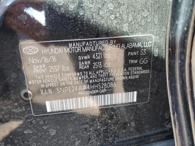 5NPE24AA4HH528086 - 2017 HYUNDAI SONATA ECO BLACK photo 10