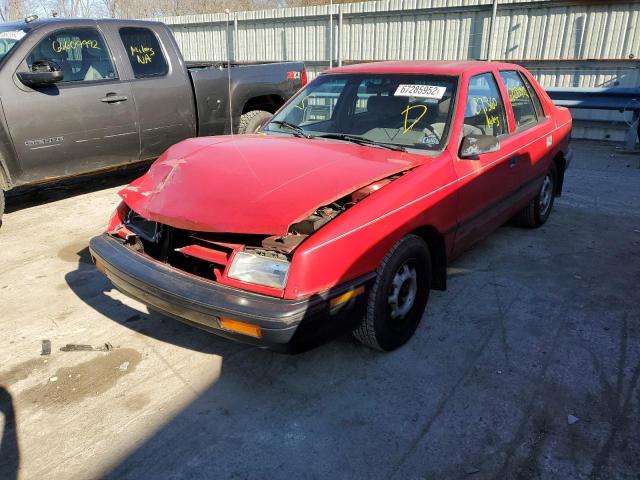 1B3XP28D2MN568077 - 1991 DODGE SHADOW AME RED photo 2