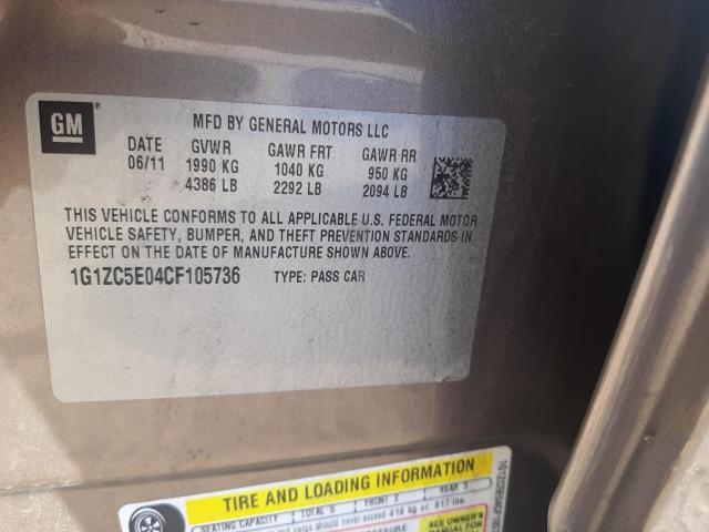 1G1ZC5E04CF105736 - 2012 CHEVROLET MALIBU 1LT გრაფიტი ფოტო 10