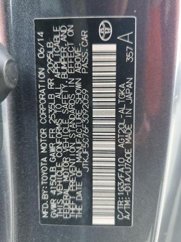 JTKJF5C76F3092059 - 2015 TOYOTA SCION TC GRAY photo 12