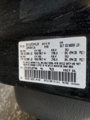 1D7HA18D73J677404 - 2003 DODGE RAM PICKUP BLACK photo 12