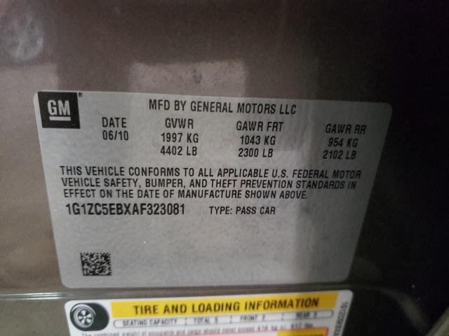 1G1ZC5EBXAF323081 - 2010 CHEVROLET MALIBU 1LT 棕色 照片 12