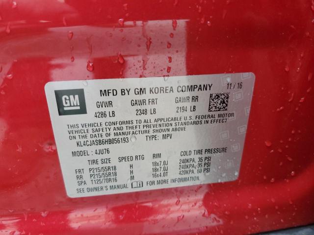 KL4CJASB6HB056193 - 2017 BUICK ENCORE PRE RED photo 10