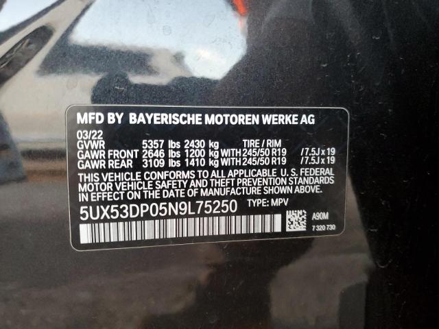 5UX53DP05N9L75250 - 2022 BMW X3 XDRIVE3 BLACK photo 13