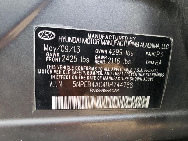 5NPEB4AC4DH744788 - 2013 HYUNDAI SONATA GLS GRAY photo 12