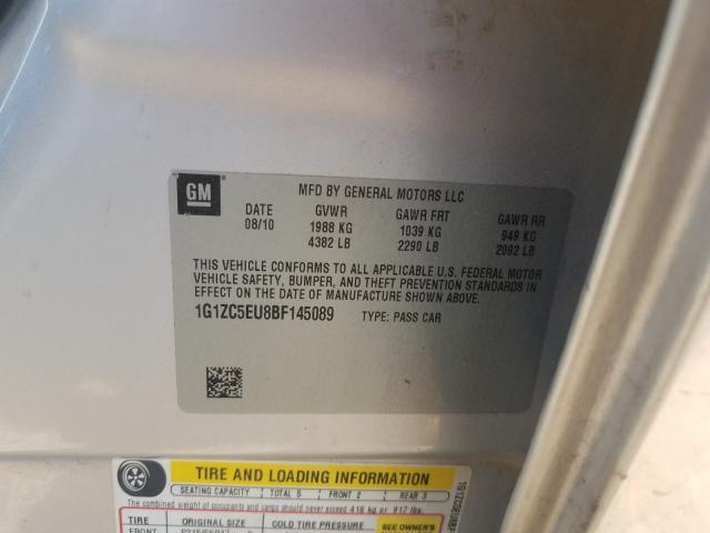 1G1ZC5EU8BF145089 - 2011 CHEVROLET MALIBU 1LT Күміс фото 10