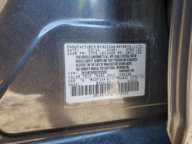 3N1AB7AP8EY222952 - 2014 NISSAN SENTRA GRAY photo 10