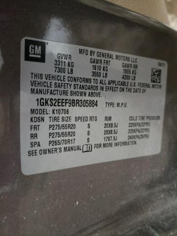 1GKS2EEF9BR305884 - 2011 GMC YUKON DENA BROWN photo 13