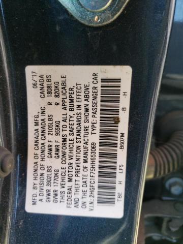 2HGFC1F75HH653069 - 2017 HONDA CIVIC EXL Mavi foto 10