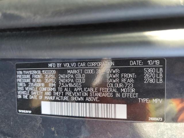 YV4102RK8L1503209 - 2020 VOLVO XC60 T5 MO CHARCOAL photo 13