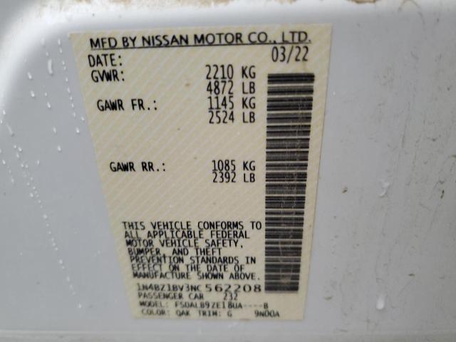 1N4BZ1BV3NC562208 - 2022 NISSAN LEAF S PLU WHITE photo 10