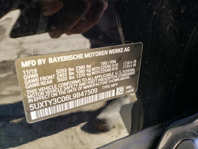 5UXTY3C08L9B47509 - 2020 BMW X3 SDRIVE3 BLACK photo 10