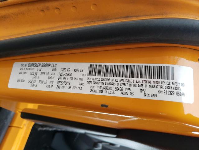 1C4AJWAGXCL196466 - 2012 JEEP WRANGLER S YELLOW photo 10