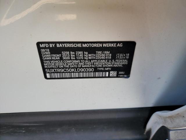 5UXTR9C50KLD90390 - 2019 BMW X3 XDRIVE3 WHITE photo 13