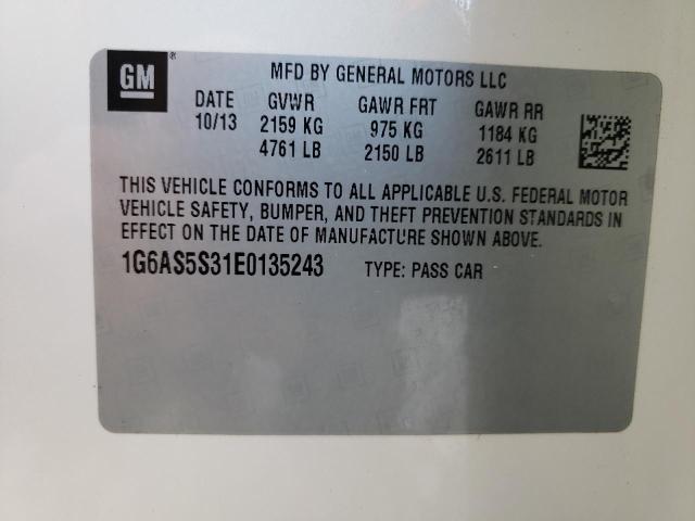 1G6AS5S31E0135243 - 2014 CADILLAC CTS PERFOR კრემისფერი ფოტო 12