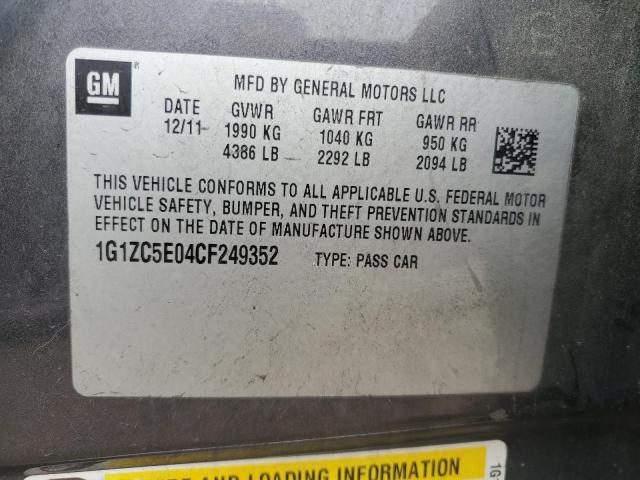 1G1ZC5E04CF249352 - 2012 CHEVROLET MALIBU 1LT 石墨色 照片 10