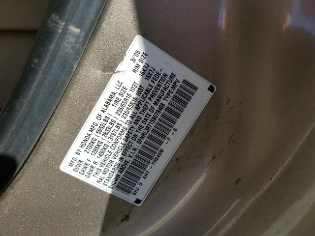 5FNRL38715B078488 - 2005 HONDA ODYSSEY BEIGE photo 13