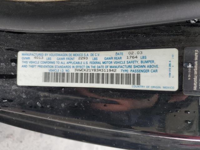 3VWCK21Y83M311942 - 2003 VOLKSWAGEN NEW BEETLE 黑色 照片 12