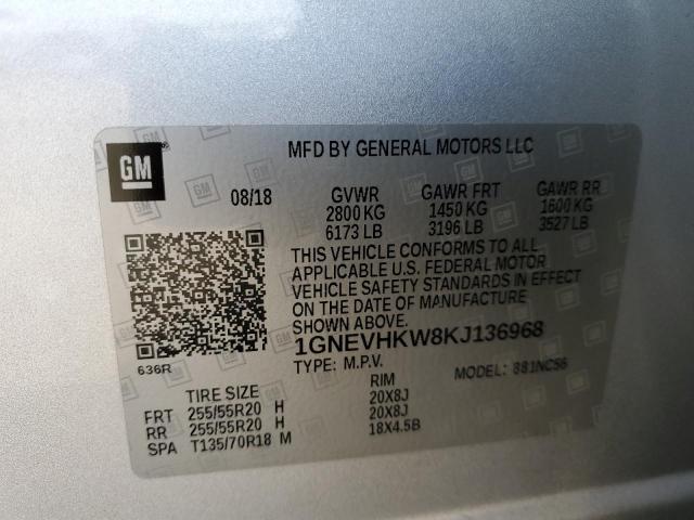 1GNEVHKW8KJ136968 - 2019 CHEVROLET TRAVERSE L SILVER photo 13
