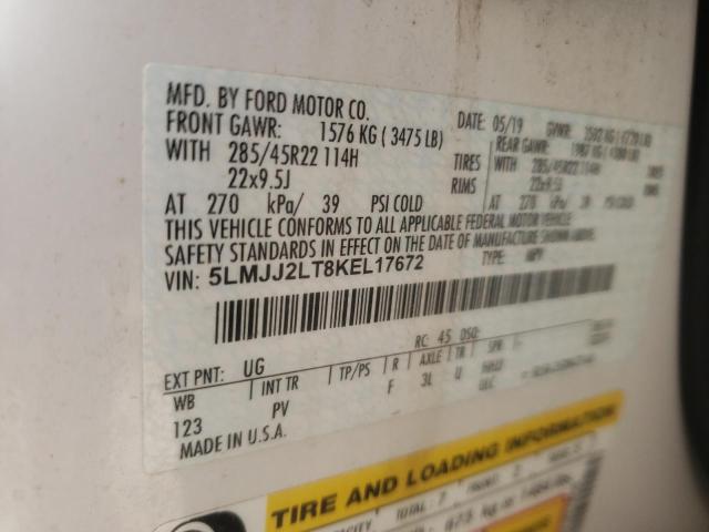 5LMJJ2LT8KEL17672 - 2019 LINCOLN NAVIGATOR 白色 照片 10