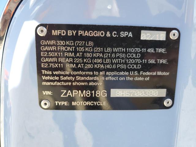 ZAPM818G8H5700380 - 2017 VESPA SPRINT 150 BLUE photo 10