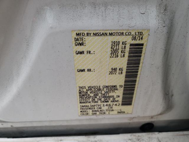 1N4AL3AP7FC146742 - 2015 NISSAN ALTIMA WHITE photo 12